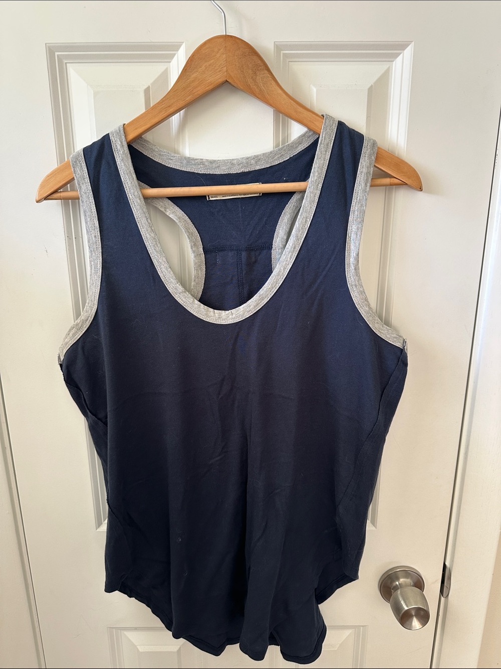 Free People Navy Racerback Tank with Heather Gray Trim